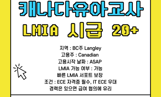 캐나다유아교사 구인 – BC주 Langley 데이케어 LMIA 가능, 시급 20불부터! IT ECE 교사 우대!!!!!!!!!