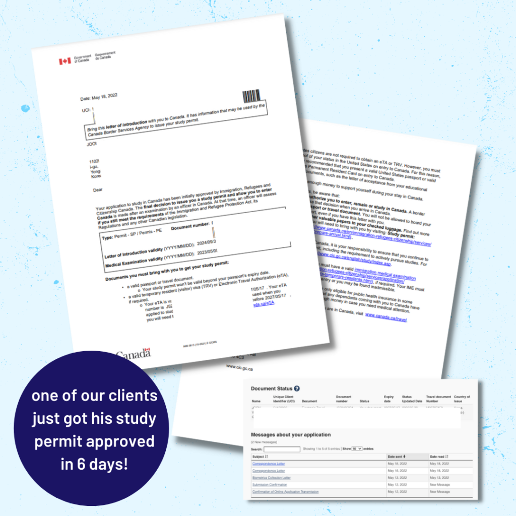 One of our clients got her STUDY PERMIT APPROVED in just 6 days!